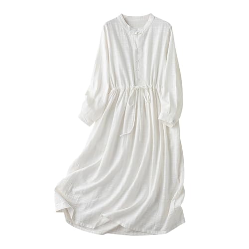 Baumwolle Leinen Kleid Damen Blusenkleid Langarm Halb Knopf Maxi Kleider Sommer Langes Kleid Leinenkleid Hemdkleid Strandkleid A-Linie Maxikleider Baumwolle Leinen Kleid Damen Blusenkleid Langarm Halb Knopf Maxi Kleider Sommer Langes Kleid Leinenkleid Hemdkleid Strandkleid A-Linie Maxikleider von Wyongtao