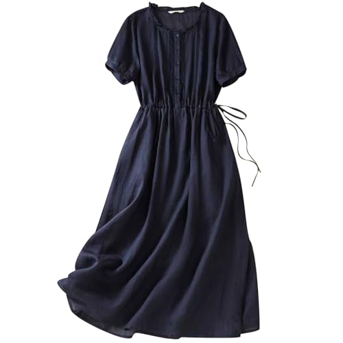Baumwolle Leinen Kleid Damen Blusenkleid Langarm Halb Knopf Maxi Kleider Sommer Langes Kleid Leinenkleid Hemdkleid Strandkleid A-Linie Maxikleider Baumwolle Leinen Kleid Damen Blusenkleid Langarm Halb Knopf Maxi Kleider Sommer Langes Kleid Leinenkleid Hemdkleid Strandkleid A-Linie Maxikleider von Wyongtao
