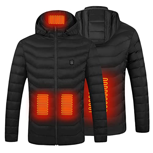 Beheizbare Daunenjacke mit Kapuze Damen Herren Rabatt USB-Aufladung Winddicht Wasserdichte Jacke Unisex mit 4 Heizzonen 3 Temperaturstufen Beheizte Daunenjacke für Arbeiten im Freien Camping Skifahren von Wyongtao