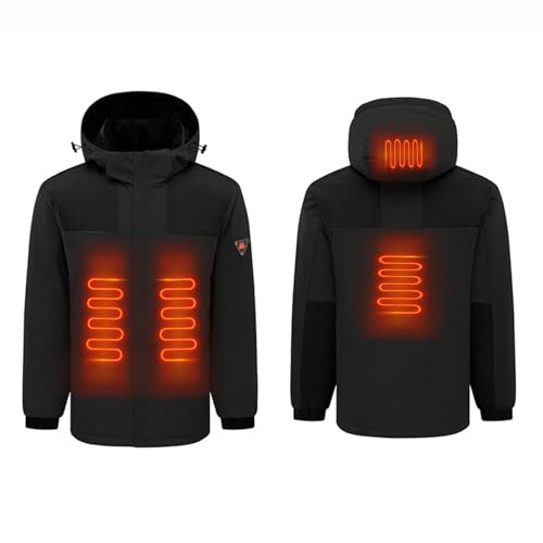 Beheizbare Jacke für Damen Herren Winddichte Wasserdichte Beheizbare Jacke Warmer Wintermantel mit Kapuze in der Gleichen Farbe Warme Unisex Wintermäntel zum Laufen Skifahren Camping Motorradfahren von Wyongtao