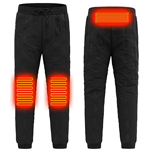 Beheizbare Winterhose für Herren 2024 Elektrische Heizhose Thermohose mit USB Aufladung 3 Heizzonen Schwarze Winddichte Beheizte Hose Geeignet zum Skifahren Wandern Thermostatische Knieschützer von Wyongtao
