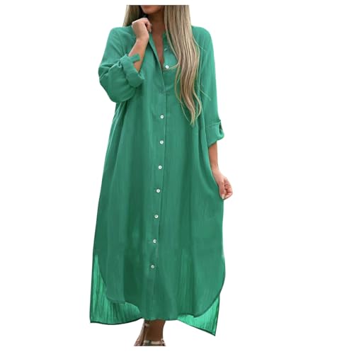 Blusenkleider Damen Langes Sommerkleid Leinen Maxi Strandkleid Solide Langarm Freizeitkleid Button Down Tunikakleider Baggy Basic Büro Arbeitskleid Party Wear Leinenkleid Blusenkleider Damen Langes Sommerkleid Leinen Maxi Strandkleid Solide Langarm Freizeitkleid Button Down Tunikakleider Baggy Basic Büro Arbeitskleid Party Wear Leinenkleid von Wyongtao