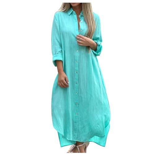 Blusenkleider Damen Langes Sommerkleid Leinen Maxi Strandkleid Solide Langarm Freizeitkleid Button Down Tunikakleider Baggy Basic Büro Arbeitskleid Party Wear Leinenkleid Blusenkleider Damen Langes Sommerkleid Leinen Maxi Strandkleid Solide Langarm Freizeitkleid Button Down Tunikakleider Baggy Basic Büro Arbeitskleid Party Wear Leinenkleid von Wyongtao