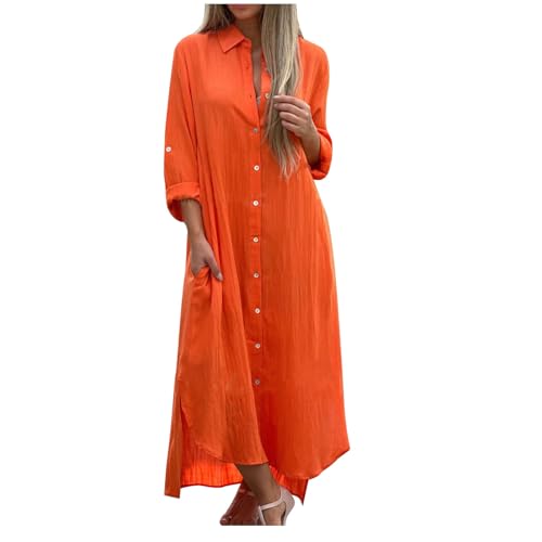 Blusenkleider Damen Langes Sommerkleid Leinen Maxi Strandkleid Solide Langarm Freizeitkleid Button Down Tunikakleider Baggy Basic Büro Arbeitskleid Party Wear Leinenkleid Blusenkleider Damen Langes Sommerkleid Leinen Maxi Strandkleid Solide Langarm Freizeitkleid Button Down Tunikakleider Baggy Basic Büro Arbeitskleid Party Wear Leinenkleid von Wyongtao