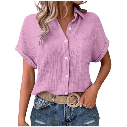Musselin Bluse Damen 2025 Neue Ausverkauf Elegant Tuniken Sommer Kurzarm Revers Knöpfen Hemdbluse Elegante Baumwoll Leinen Oberteile Oversize Shirt Damen Kurzarm Langes Blusen Musselin Bluse Damen 2025 Neue Ausverkauf Elegant Tuniken Sommer Kurzarm Revers Knöpfen Hemdbluse Elegante Baumwoll Leinen Oberteile Oversize Shirt Damen Kurzarm Langes Blusen von Wyongtao