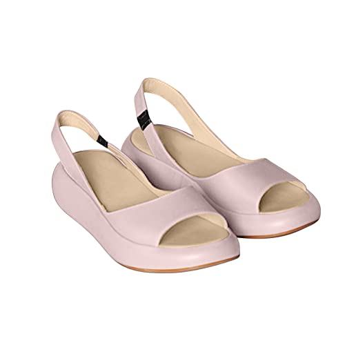 Sandalen Damen Sommer Fischmaul Plateau Sandalen Flache Knöchelschnalle Offene Zehen Sandalen Peep Toe Lässige Strandreiseschuhe Slip on Sommerschuhe von Wyongtao