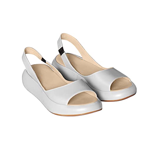 Sandalen Damen Sommer Fischmaul Plateau Sandalen Flache Knöchelschnalle Offene Zehen Sandalen Peep Toe Lässige Strandreiseschuhe Slip on Sommerschuhe von Wyongtao
