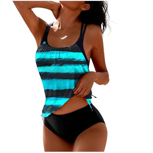 Tankini Damen Bademode Bauchweg Set Push Up Bauch Weg Tankini Damen Freizeit Badeanzug Zweiteiler Tankinis Set Sommer Elegant Drucken Badeanzüge Frauen Oberteil mit Badeshorts Strand Ferien Freizeit von Wyongtao