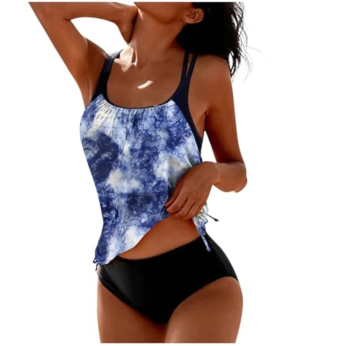 Tankini Damen Bademode Bauchweg Set Push Up Bauch Weg Tankini Damen Freizeit Badeanzug Zweiteiler Tankinis Set Sommer Elegant Drucken Badeanzüge Frauen Oberteil mit Badeshorts Strand Ferien Freizeit von Wyongtao