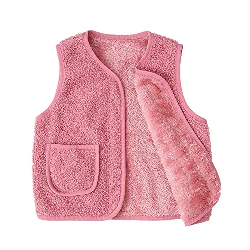 Weste Jungen Mädchen Winter Warme Fleece Jacke Solide Leichte Weste Tops Gilet Teddy Mantel Baby Mädchen Flauschige Fuzzy Sherpa Outwear mit Tasche von Wyongtao