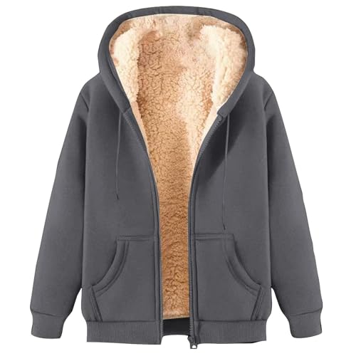 Winterjacke Herren Damen Kapuzenjacke Herren Damen Unisex Warme Fleece Jacke mit Reißverschluss Winterjacke Dicker Teddy Jacke Sweatshirt Casual Oversized Hoodie Arbeits Sport Kapuzenpullover Jacke von Wyongtao