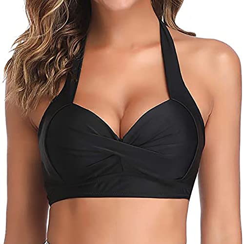 Wyongtao Bikini Oberteil Große Brüste Damen Push Up Bikinioberteile Rückenfreies Bikinioberteil Bikini BH Top V Ausschnitt Badeanzug Bademoden Verstellbar Swimsuit Bra Sport Bikini von Wyongtao