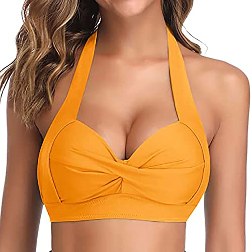 Wyongtao Bikini Oberteil Große Brüste Damen Push Up Bikinioberteile Rückenfreies Bikinioberteil Bikini BH Top V Ausschnitt Badeanzug Bademoden Verstellbar Swimsuit Bra Sport Bikini von Wyongtao