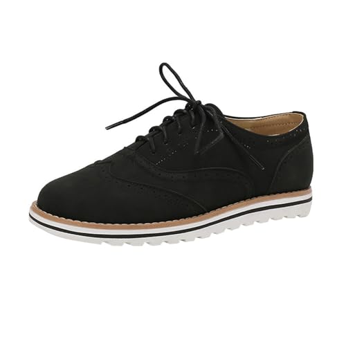 Wyongtao Casual Oxford Schuhe für Damen Wingtip Flach Business Arbeit Schuhe Handgefertigt Leder Oxford Komfort Schnürschuhe Arbeit Lederschuhe Lässig Brogue Schuhe von Wyongtao