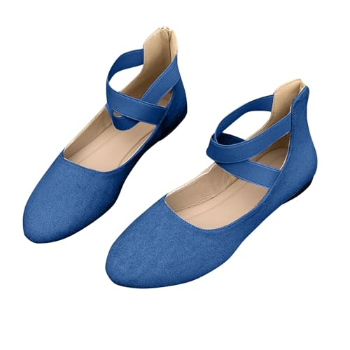 Wyongtao Damen Ballerina Flats Slip On Dress Schuhe Pumps Runde Zehe Riemchen Reißverschluss Trainer Atmungsaktive Sport Walking Schuhe Athletische Laufschuhe Bequeme Fitness Outdoor Turnschuhe von Wyongtao