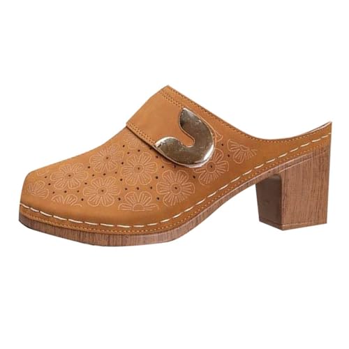 Wyongtao Damen Holzclogs Handgefertigt Hochhackig Geschlossene Spitze Leder Clogs Sommer Hausschuhe Atmungsaktiv Halbe Hausschuhe Sandalen Schuhe Plateau Strandsandalen Wyongtao Damen Holzclogs Handgefertigt Hochhackig Geschlossene Spitze Leder Clogs Sommer Hausschuhe Atmungsaktiv Halbe Hausschuhe Sandalen Schuhe Plateau Strandsandalen von Wyongtao
