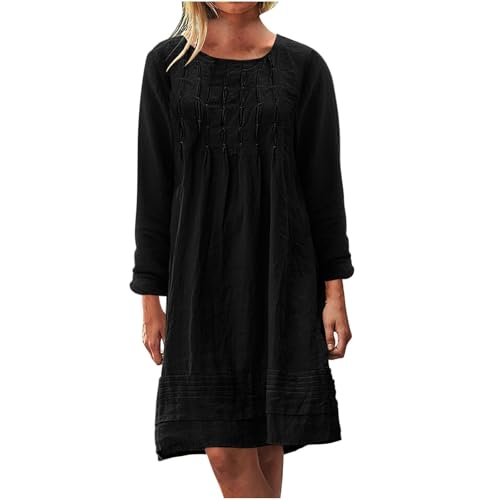 Wyongtao Damen Leinenkleid Langarm Leinenkleider Baumwolle Einfarbig Freizeitkleid Plisseekleid Casual Herbstkleid Knielang Vintage Kleid Leinen Kleid für Damen Umstandskleid Frauen Kleidung Wyongtao Damen Leinenkleid Langarm Leinenkleider Baumwolle Einfarbig Freizeitkleid Plisseekleid Casual Herbstkleid Knielang Vintage Kleid Leinen Kleid für Damen Umstandskleid Frauen Kleidung von Wyongtao