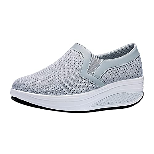 Wyongtao Damen Orthopädische Schuhe Klassisch Slip-on Sneaker Sommer Atmungsaktiv Strick Mesh Walkingschuhe Leicht Bequem Weiche Sohle Turnschuhe von Wyongtao