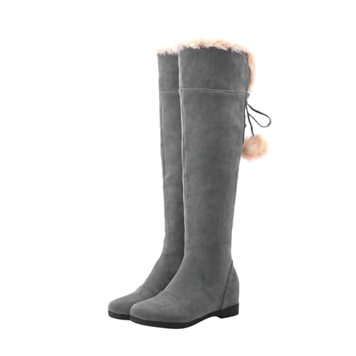 Wyongtao Damen Stiefel Elegant Winterstiefel Winter Boots Vlies Stiefel Overknee High Heels Absatz Frau Over-the-Knee-Stiefel Oberschenkelhohe Stiefel Gestrickter Schaft Langlebiges von Wyongtao