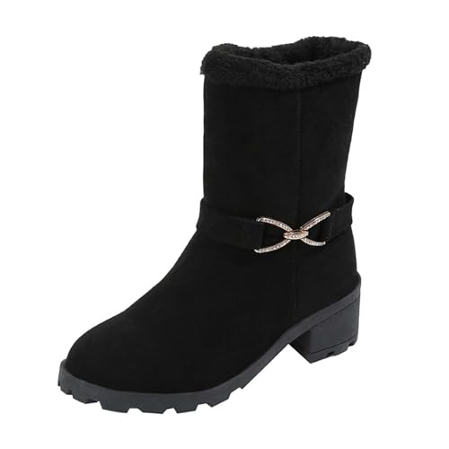 Wyongtao Damen Stiefel Winterstiefel Warm Hohe Stiefel Lange Stiefel Wildleder Warm Boots Herbst Winter Mode Elegant Chic Schuhe von Wyongtao