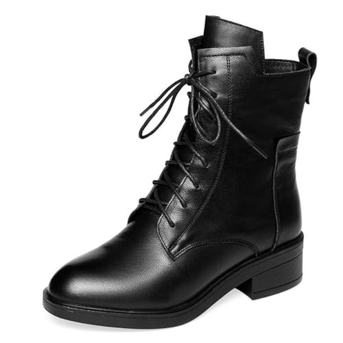 Wyongtao Damen Stiefeletten Chelsea Boots Knöchelhohe Stiefel Zipper Kunstleder Booties Schuhe Biker Boots mit Blockabsatz Ankle Boots von Wyongtao