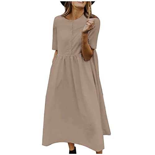Wyongtao Damen Tunika Kleider Sommer Kurzarm Leinenkleider Boho Lang Sommerkleider Große Größen Sommer Maxi Kleid Lässig Lose Strandkleider Ferienkleid Wyongtao Damen Tunika Kleider Sommer Kurzarm Leinenkleider Boho Lang Sommerkleider Große Größen Sommer Maxi Kleid Lässig Lose Strandkleider Ferienkleid von Wyongtao