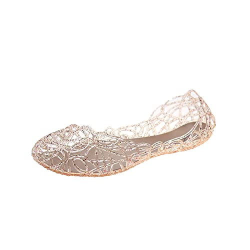 Wyongtao Jelly Schuhe Damen Flache Sandalen Kristallplastik Bequeme Sandalen Leichte Strand Pool Wasser Schuhe Flache Sommerschuhe Atmungsaktive Hohle Freizeit Pumps von Wyongtao