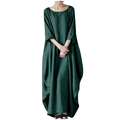 Wyongtao Lange Leinenkleid Damen Rundhals Lose Boho Kaftan Große Größen Halber Ärmel Mittelalter Baumwolle Leinen Maxikleid Oversize Strandkleid Strandponcho Strandkleid Sommerkleid Wyongtao Lange Leinenkleid Damen Rundhals Lose Boho Kaftan Große Größen Halber Ärmel Mittelalter Baumwolle Leinen Maxikleid Oversize Strandkleid Strandponcho Strandkleid Sommerkleid von Wyongtao