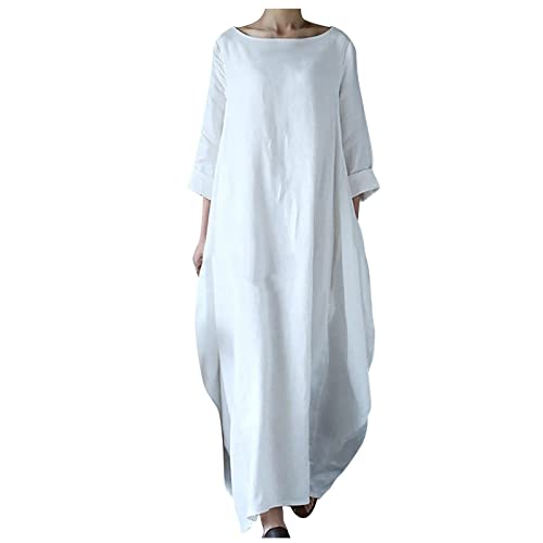 Wyongtao Lange Leinenkleid Damen Rundhals Lose Boho Kaftan Große Größen Halber Ärmel Mittelalter Baumwolle Leinen Maxikleid Oversize Strandkleid Strandponcho Strandkleid Sommerkleid Wyongtao Lange Leinenkleid Damen Rundhals Lose Boho Kaftan Große Größen Halber Ärmel Mittelalter Baumwolle Leinen Maxikleid Oversize Strandkleid Strandponcho Strandkleid Sommerkleid von Wyongtao