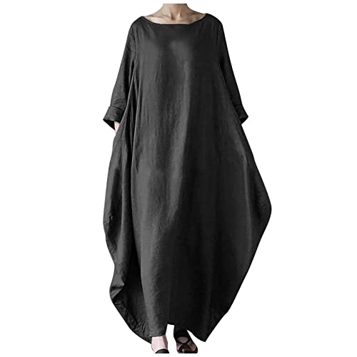 Wyongtao Lange Leinenkleid Damen Rundhals Lose Boho Kaftan Große Größen Halber Ärmel Mittelalter Baumwolle Leinen Maxikleid Oversize Strandkleid Strandponcho Strandkleid Sommerkleid Wyongtao Lange Leinenkleid Damen Rundhals Lose Boho Kaftan Große Größen Halber Ärmel Mittelalter Baumwolle Leinen Maxikleid Oversize Strandkleid Strandponcho Strandkleid Sommerkleid von Wyongtao