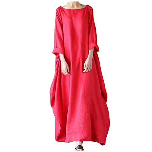 Wyongtao Lange Leinenkleid Damen Rundhals Lose Boho Kaftan Große Größen Halber Ärmel Mittelalter Baumwolle Leinen Maxikleid Oversize Strandkleid Strandponcho Strandkleid Sommerkleid Wyongtao Lange Leinenkleid Damen Rundhals Lose Boho Kaftan Große Größen Halber Ärmel Mittelalter Baumwolle Leinen Maxikleid Oversize Strandkleid Strandponcho Strandkleid Sommerkleid von Wyongtao