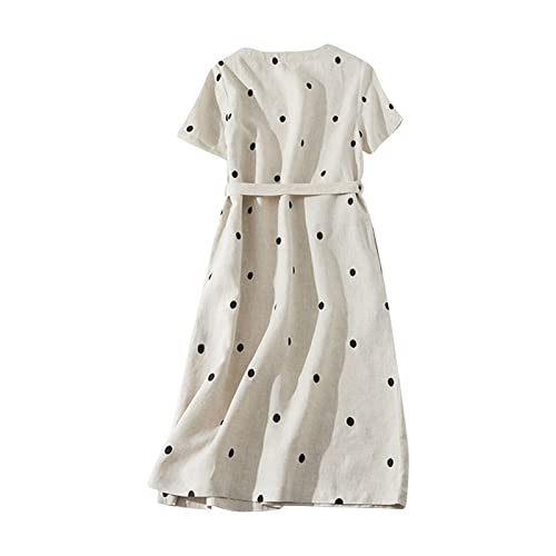 Wyongtao Maxikleider Damen Leinenkleid Langärmelige Button Down Blusenkleid Hemden Kleider Tunika Strandkleider Lose Lange Sommerkleider Revers Büro Casual Tunikakleider von Wyongtao