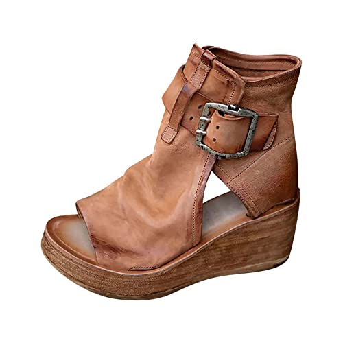 Wyongtao Sandalen Damen Elegante Und Schicke Keilsandalen Sommer Sandaletten Plateau Wedge Heel Sandal Römersandalen Peeptoe Sandalen Plateauschuhe Strandsandalen High Top Damenschuhe von Wyongtao