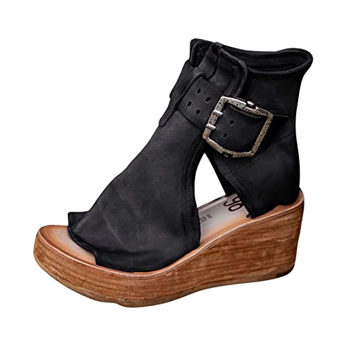Wyongtao Sandalen Damen Elegante Und Schicke Keilsandalen Sommer Sandaletten Plateau Wedge Heel Sandal Römersandalen Peeptoe Sandalen Plateauschuhe Strandsandalen High Top Damenschuhe von Wyongtao