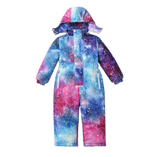 Wyongtao Schneeanzug Kinder Unisex Verdickt Warm Schneeoverall mit Kapuze und Taschen Skioverall Wasserdicht und Winddicht Winteranzug von Wyongtao