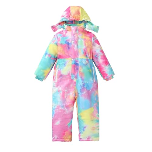 Wyongtao Schneeanzug Kinder Unisex Verdickt Warm Schneeoverall mit Kapuze und Taschen Skioverall Wasserdicht und Winddicht Winteranzug von Wyongtao