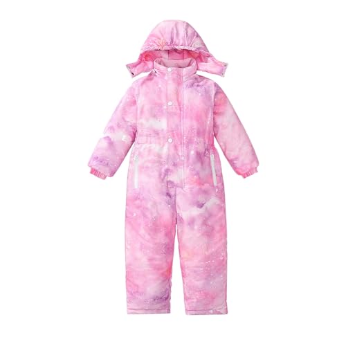 Wyongtao Schneeanzug Kinder Unisex Verdickt Warm Schneeoverall mit Kapuze und Taschen Skioverall Wasserdicht und Winddicht Winteranzug von Wyongtao