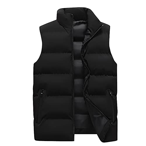 Wyongtao Steppweste Herren Warme Winterweste Reißverschluss Stehkragen Daunenweste Outdoor Puffer Weste Einfarbig Herrenweste mit Taschen Klassische Outdoorweste Bequeme Übergangsweste Thermoweste von Wyongtao