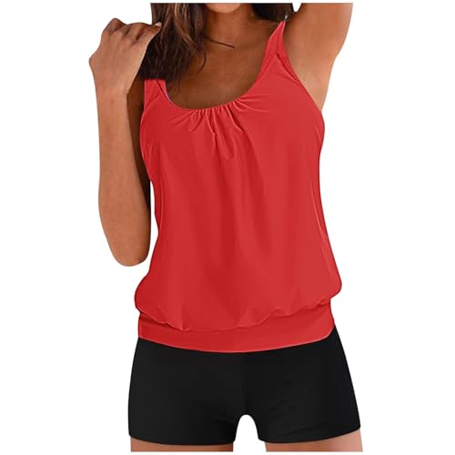 Wyongtao Tankini Damen Bademode Bauchweg Set Push Up Bauch Weg Einfarbiger Zweiteiler Schwimmanzug Große Größen Oberteil Mit Badeshorts Hoher Taille Strandmode Übergroßer M-5XL Wyongtao Tankini Damen Bademode Bauchweg Set Push Up Bauch Weg Einfarbiger Zweiteiler Schwimmanzug Große Größen Oberteil Mit Badeshorts Hoher Taille Strandmode Übergroßer M-5XL von Wyongtao