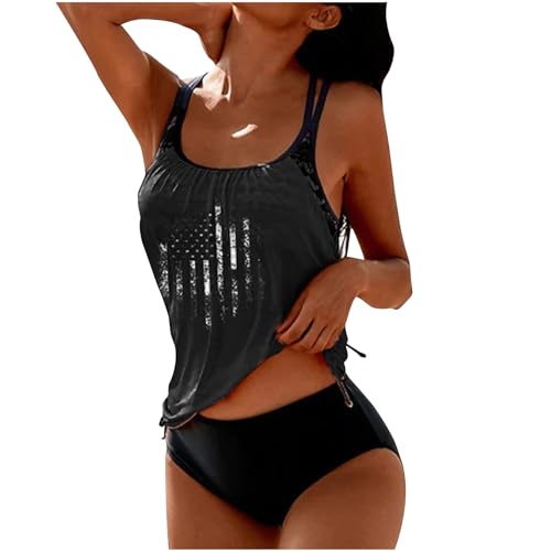Wyongtao Tankini Damen Bademode Bauchweg Set Push Up Bauch Weg Tankini Damen Freizeit Tankini Badeanzug Zweiteiler Tankinis Set Elegant Badeanzüge für Damen Tankini Oberteil mit Dreieck Unterhosen von Wyongtao