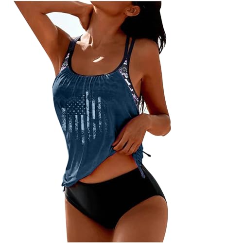 Wyongtao Tankini Damen Bademode Bauchweg Set Push Up Bauch Weg Tankini Damen Freizeit Tankini Badeanzug Zweiteiler Tankinis Set Elegant Badeanzüge für Damen Tankini Oberteil mit Dreieck Unterhosen von Wyongtao