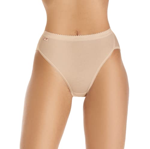 Damen Slip mit hohem Bein, Baumwolle, Stretch, 3er-Pack, beige, 42 von Wysteria Lane