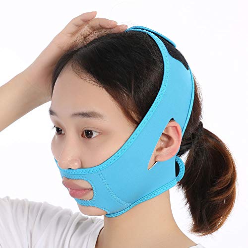 Face Lifting Schlankheitsgürtel für Frauen, Doppelkinnreduzierer V-Line Chin Cheek Lift Up Dünnes Maskenband Anti-Falten-Bandage Beseitigt schlaffe Hautstraffung(Blau) von Wytino