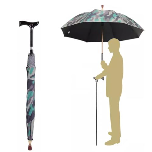 Wzmazingly 2-in-1 Gehstock-Regenschirm Höhenverstellbar Wanderstock Spazierstock Regenschirm Winddicht Schirm-Gehstock Teilbares Design Mit Anti-Rutsch-Spitzen von Wzmazingly