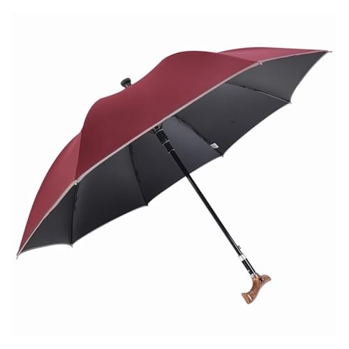 Wzmazingly Spazierstöcke Regenschirm Länge Einstellbar Tragbar Regenschirm Mit Gehstock 2-in-1 Winddicht Stockschirm Perfekt Für Regnerische Tage(Red) von Wzmazingly