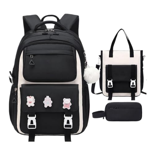 Wzxhew # Mädchen Rucksack 3 Schulrucksack mit Brotdose Federmäppchen Set Geeignet für Jugendliche und Mädchen Niedlicher Rucksack Reiserucksack ab 6 Jahren (BK1, Einheitsgröße) von Wzxhew