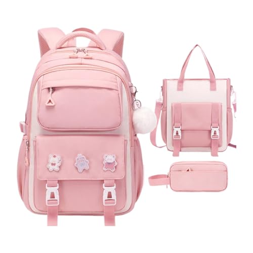 Wzxhew # Mädchen Rucksack 3 Schulrucksack mit Lunchbox Federmäppchen Set Geeignet für Jugendliche und Mädchen Niedlicher Rucksack Reiserucksack Geeignet ab 6 Jahren (PK1, Einheitsgröße) von Wzxhew