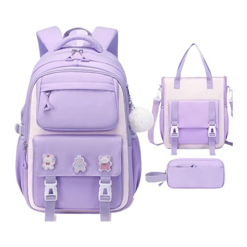 Wzxhew # Mädchen Rucksack 3 Schulrucksack mit Lunchbox Federmäppchen Set Geeignet für Jugendliche und Mädchen Niedlicher Rucksack Reiserucksack Geeignet ab 6 Jahren (PP2, Einheitsgröße) von Wzxhew