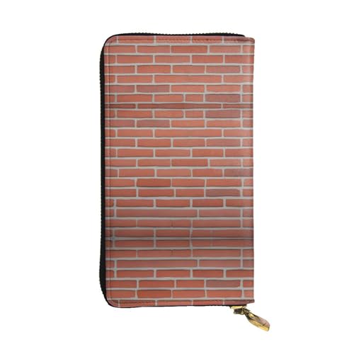 Wzywhj Modische Damen-Clutch-Geldbörse aus Leder, lang, mit mehreren Fächern und Reißverschluss-Design, rote Ziegelmauer-Texturmuster, Schwarz , Einheitsgröße von Wzywhj