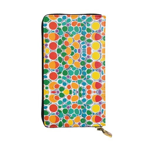 Wzywhj Modische Damen-Clutch-Geldbörse aus Leder mit mehreren Fächern und Reißverschluss, Cartoon-Farbkreis, Schwarz , Einheitsgröße von Wzywhj